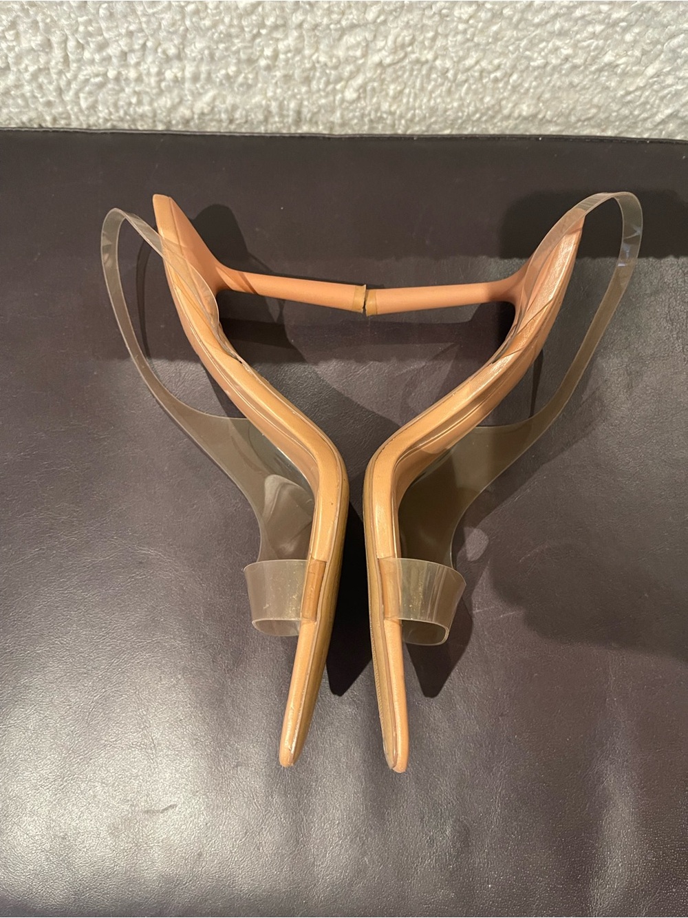 ZARA Transparent Strap Tan Square-Toe Slide Sandals - Picture 4 of 5
